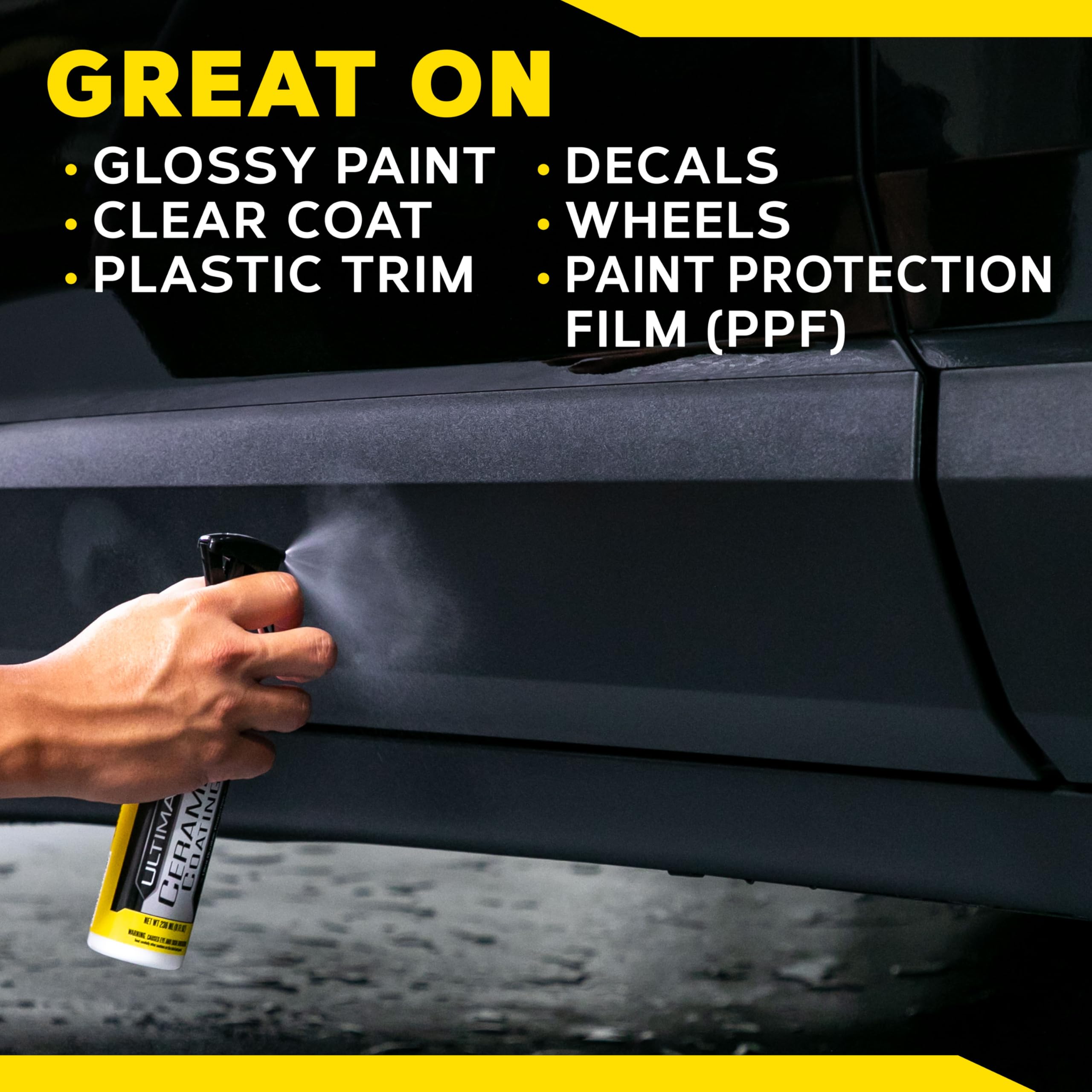Meguiar's lifestyle shot of a shiny parked car demonstrating showroom-level finish