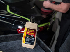 Meguiar's M02 creamy compound texture close-up demonstrating smooth cutting action