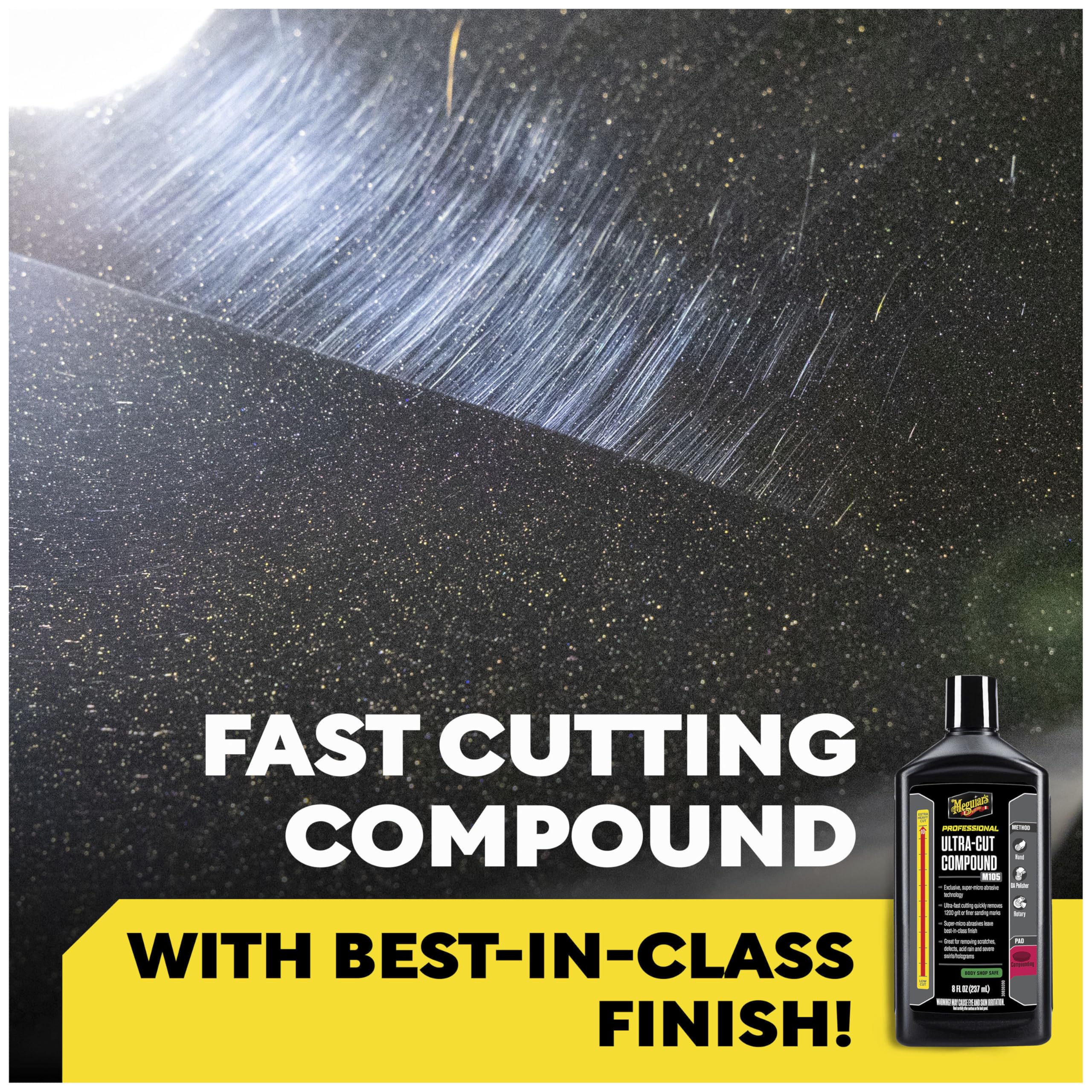 Meguiar's M105 paired with foam pad ready to deliver fast defect removal