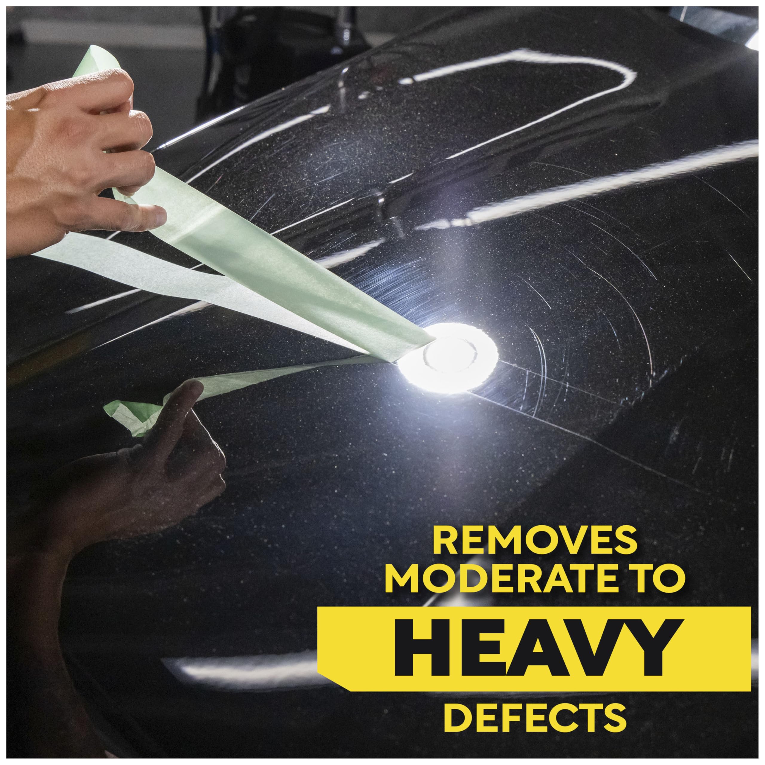 Meguiar's M105 side label close-up showing usage info and professional formula