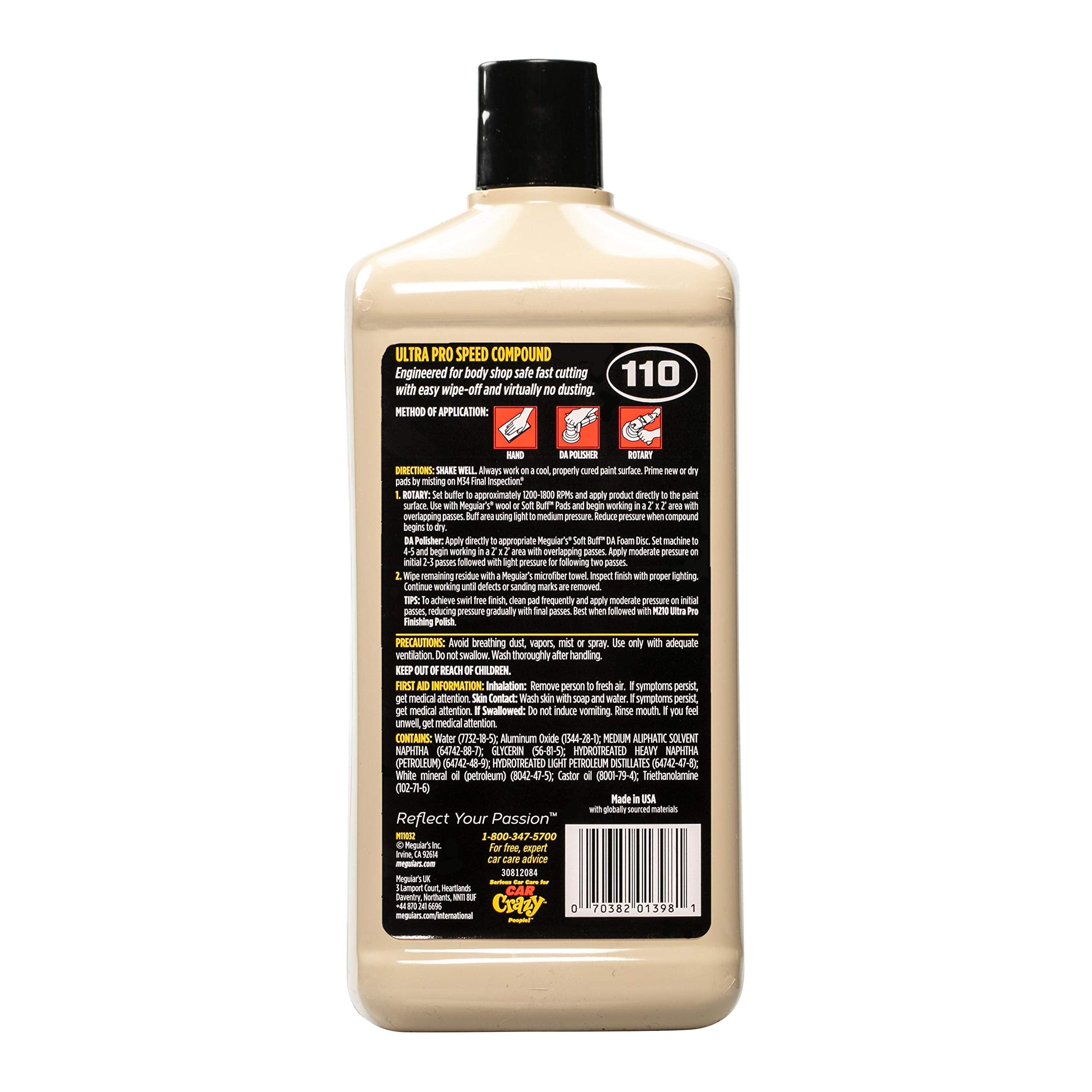 Meguiar's label close-up revealing product name and usage information