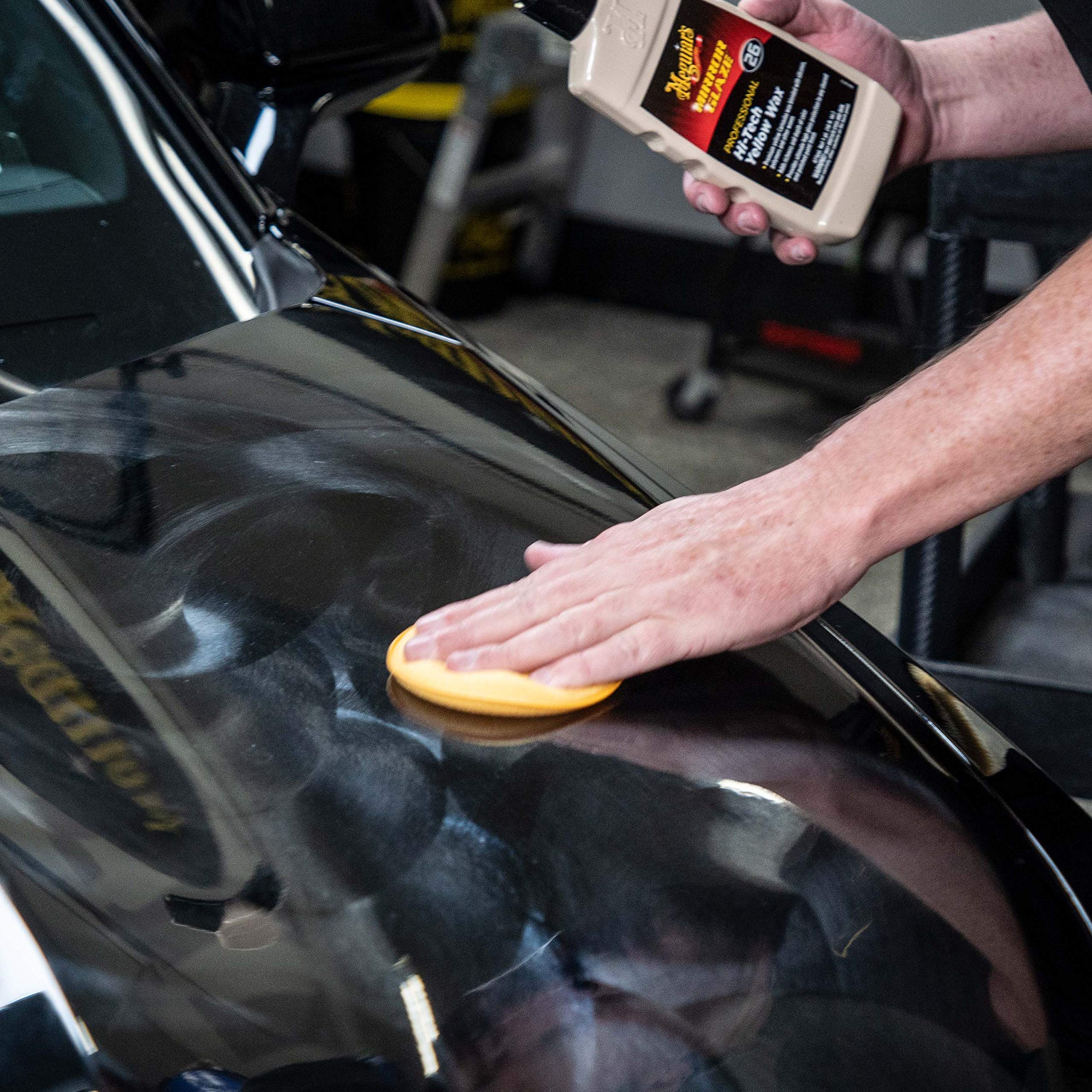 Meguiar's M26 polished panel showing deep gloss and color enhancement after buffing