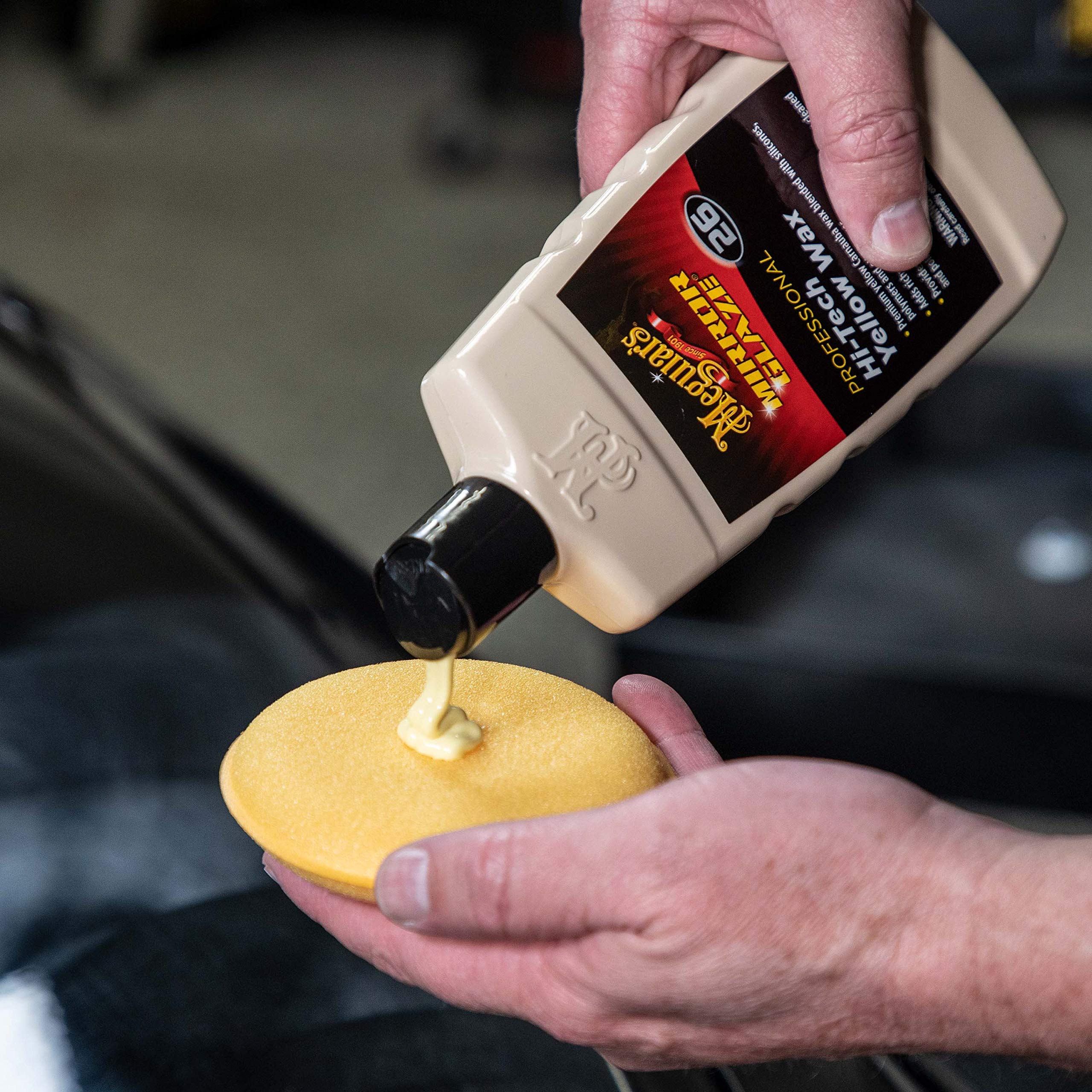 Meguiar's M26 applied with an applicator pad highlighting safe, even coverage benefits