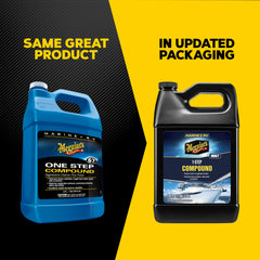 Meguiar's M67 before and after hull panel showing restored gloss