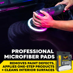 Meguiar's microfiber pad close-up showing dense fibers for faster cutting