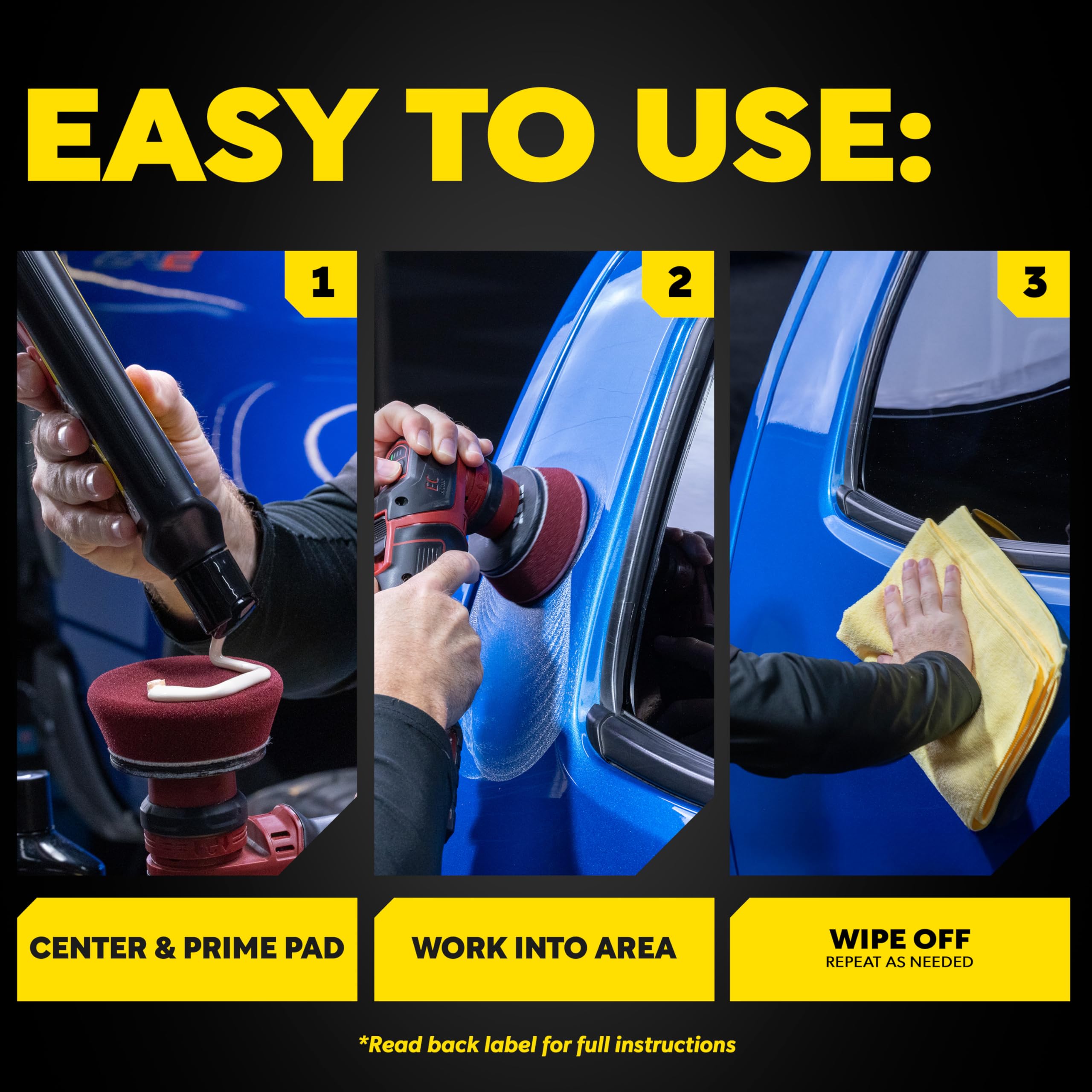 Meguiar's stacked pads showing thickness and reinforced foam edges