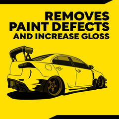 Meguiar's pad polishing a car door panel for restored glossy finish
