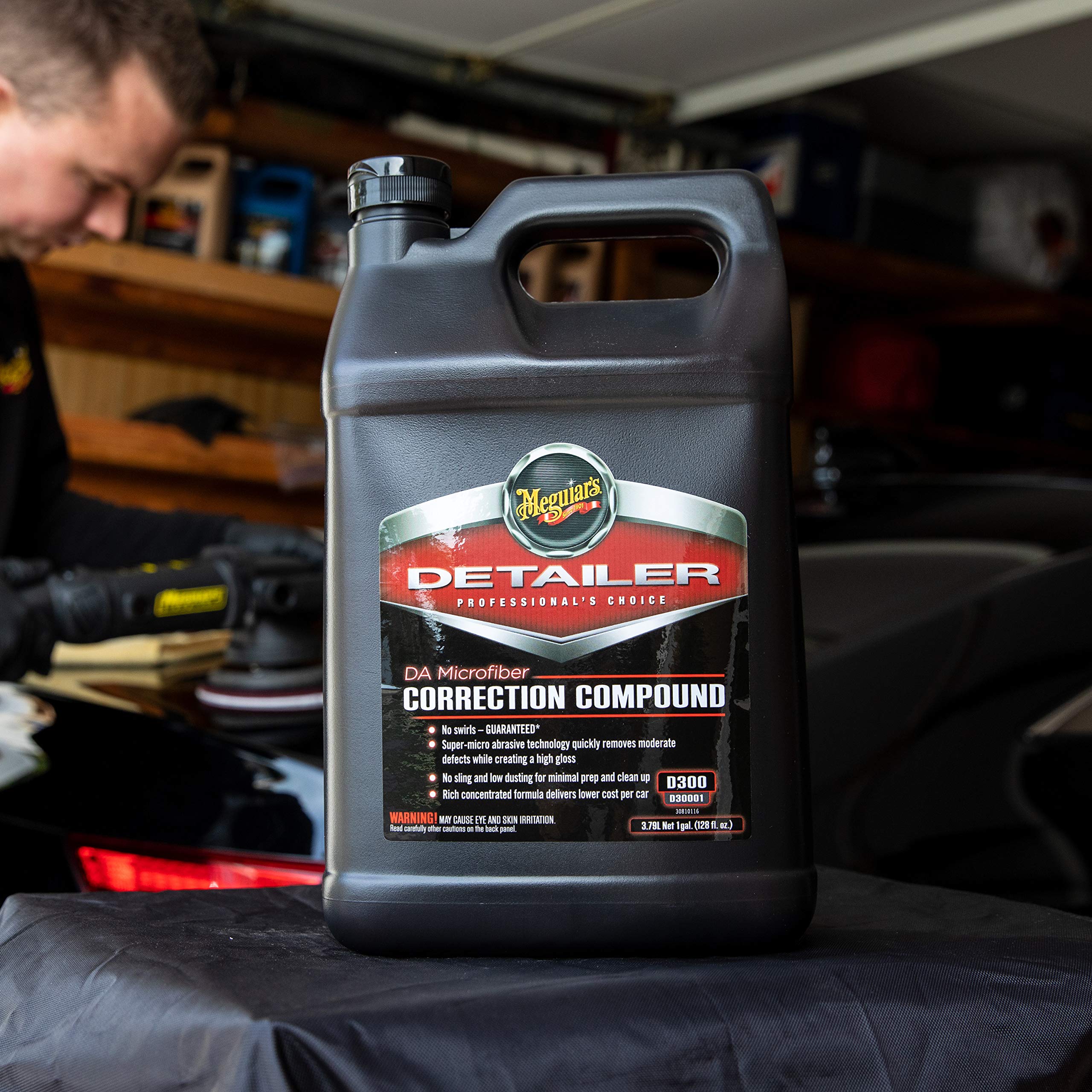 Meguiar's product being poured to show volume and controlled application