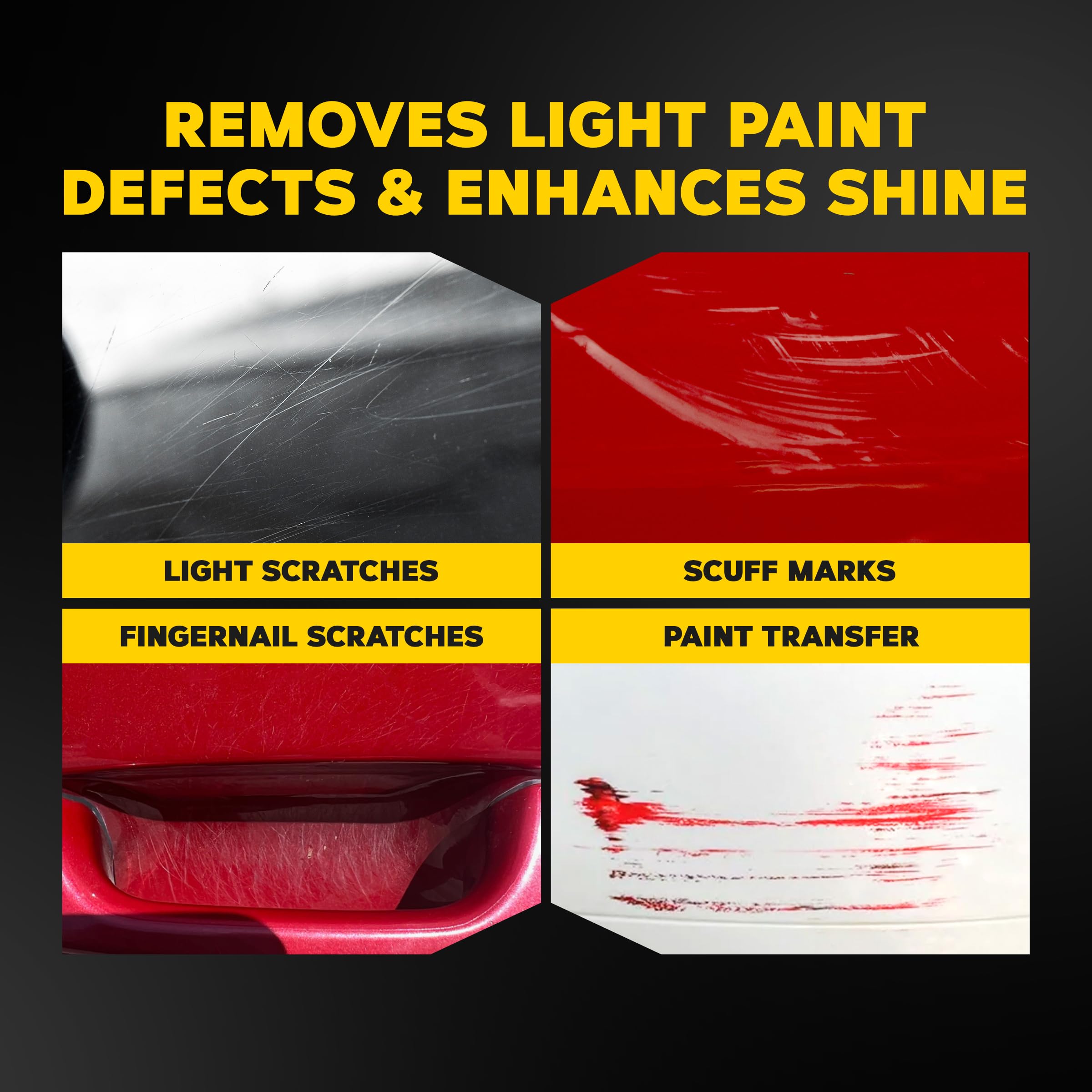 Meguiar's ScratchX bottle label close-up showing formula for light scratch removal