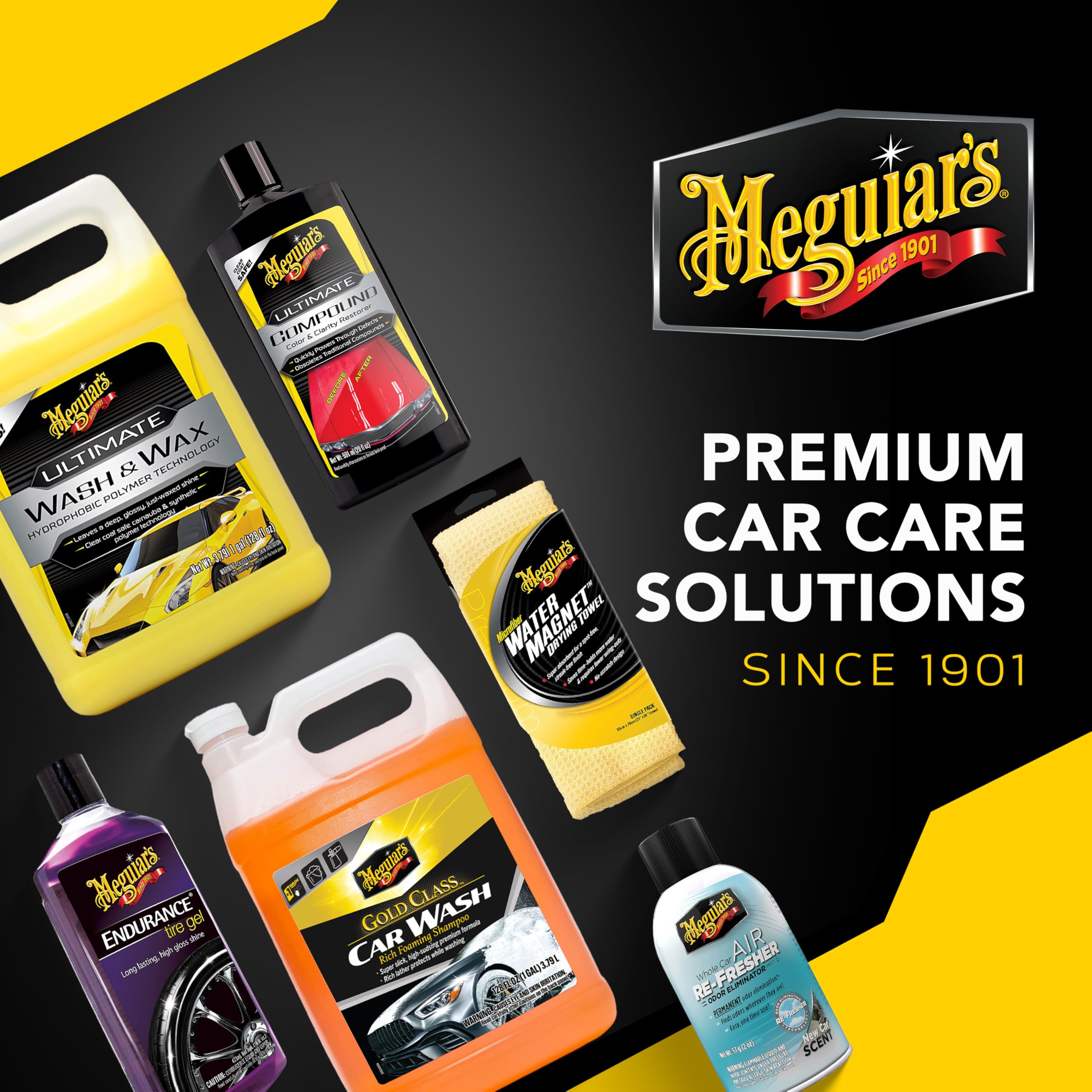 Meguiar's product scale with a hand showing relative bottle sizes and kit portability