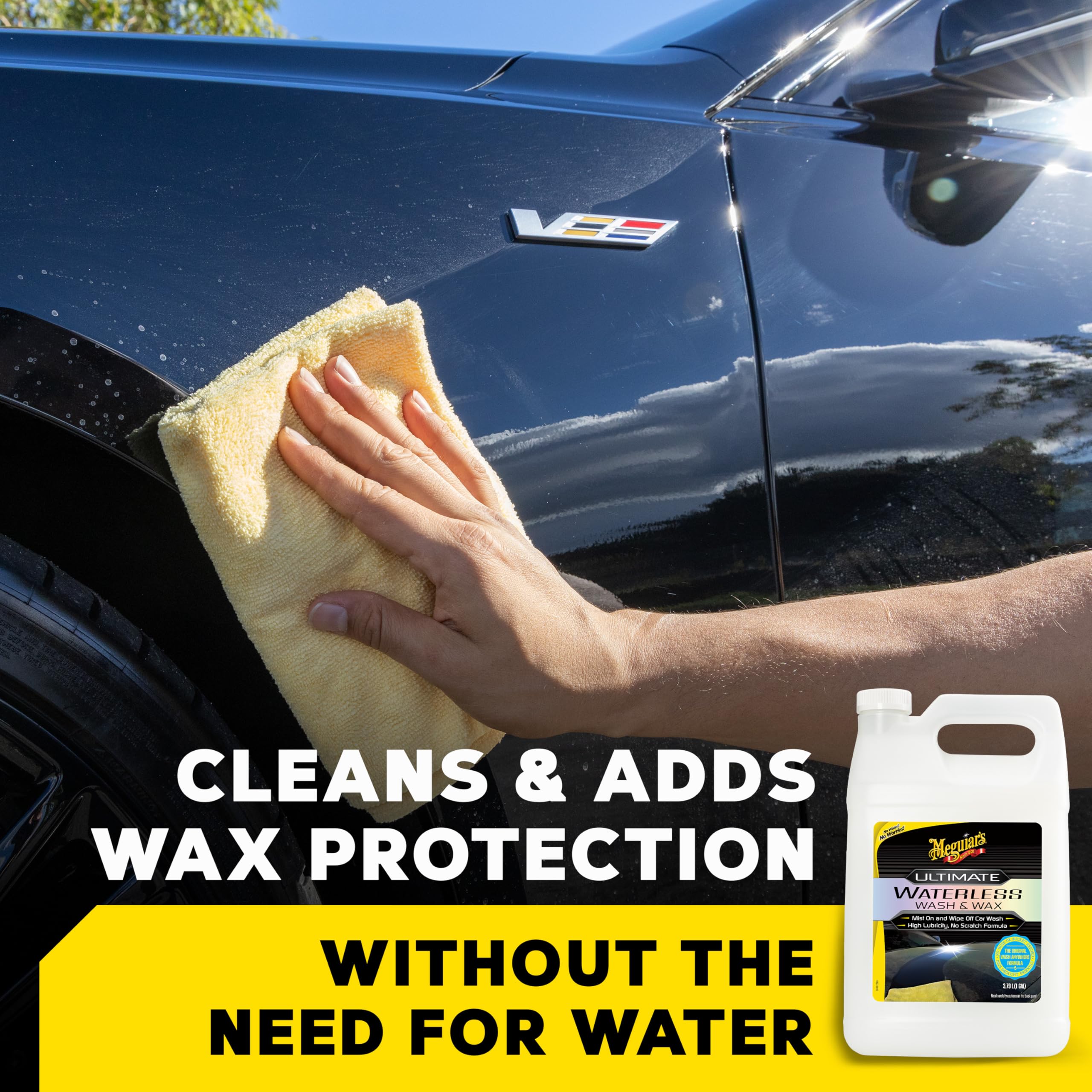 Meguiar's label detail highlighting product name and features for clarity