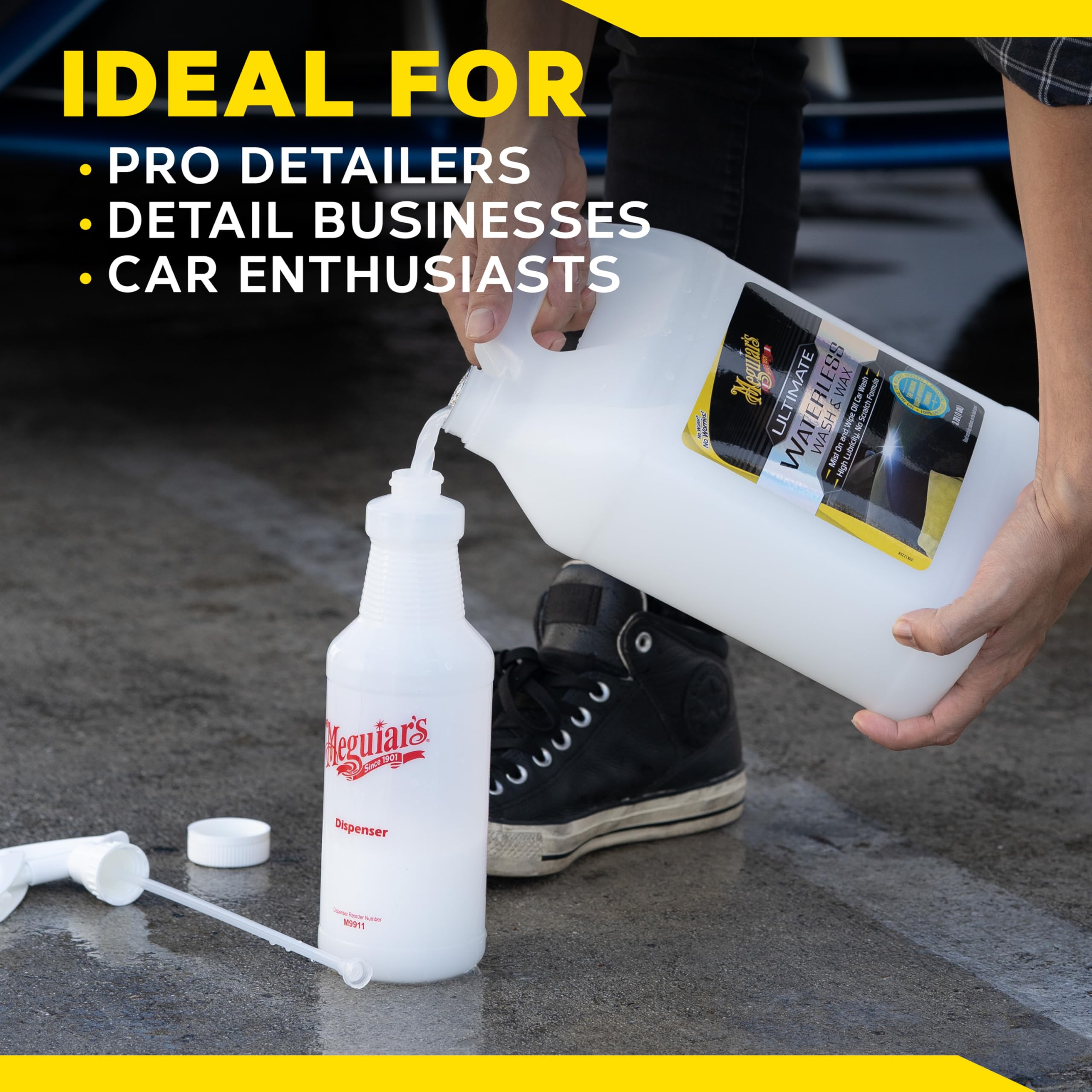 Meguiar's used in a city driveway showing quick, waterless convenience