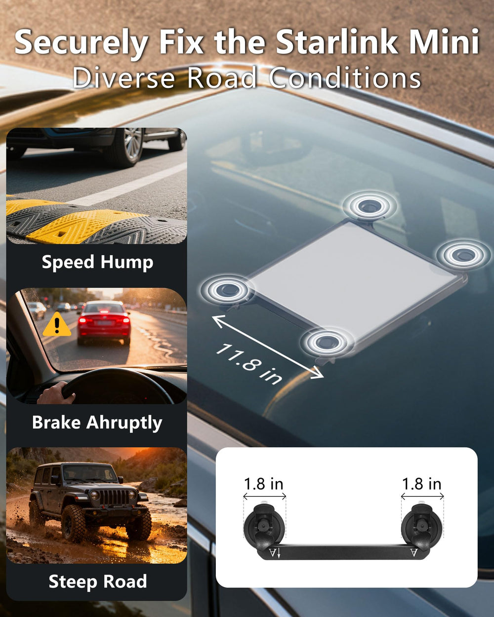 MEKEET mount installed on an RV window for portable satellite use