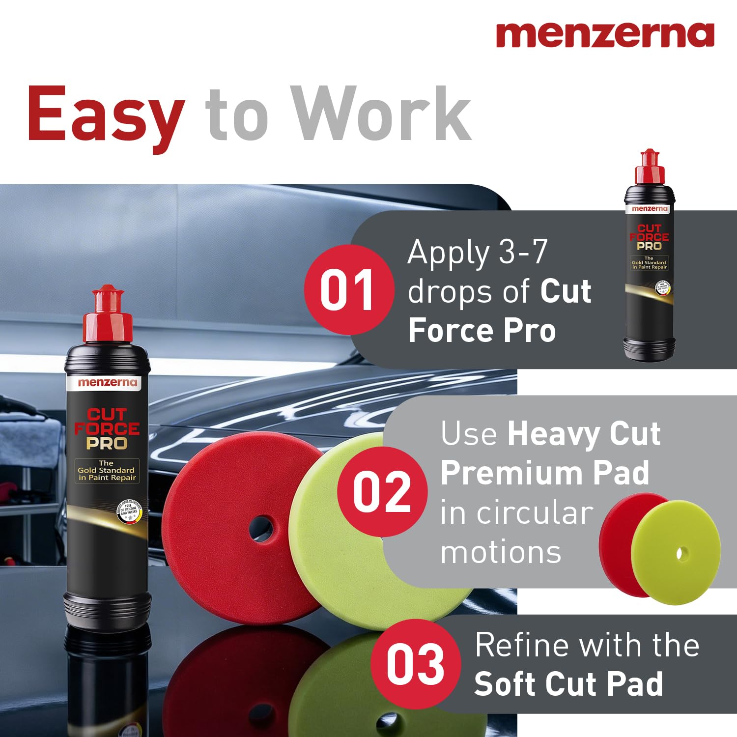 menzerna before and after scratch removal showing restored paint and improved shine