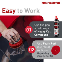 menzerna polish in use with polisher restoring paint gloss efficiently