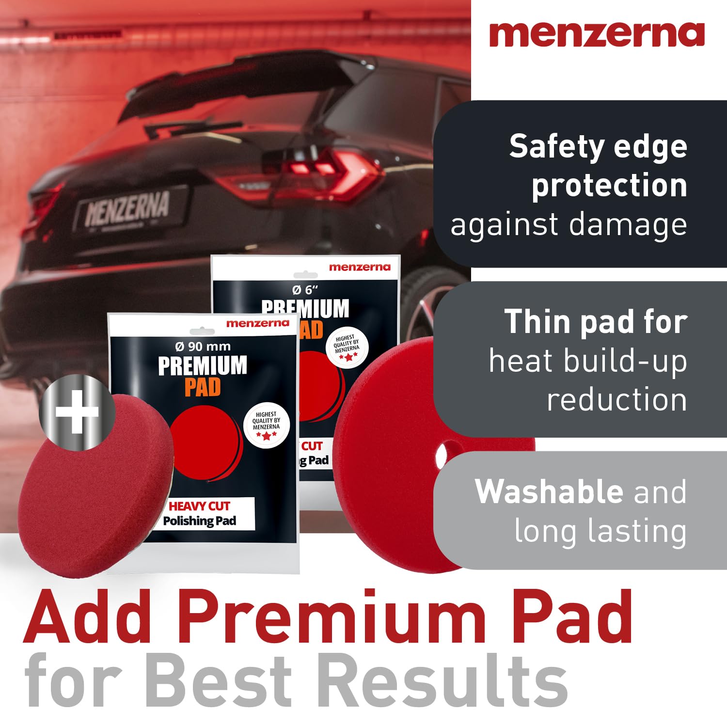 menzerna used with polisher on car panel delivering visible paint correction