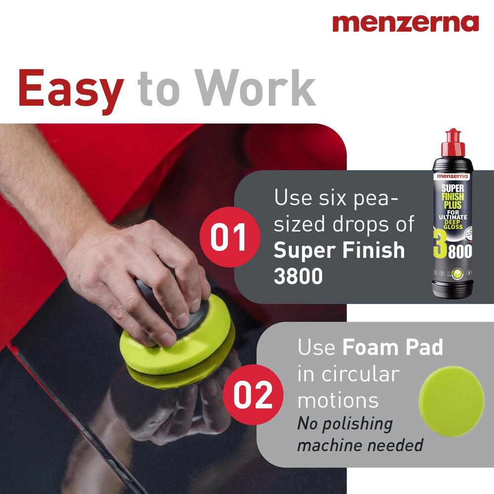 menzerna orbital polisher working on a panel delivering hologram removal benefit
