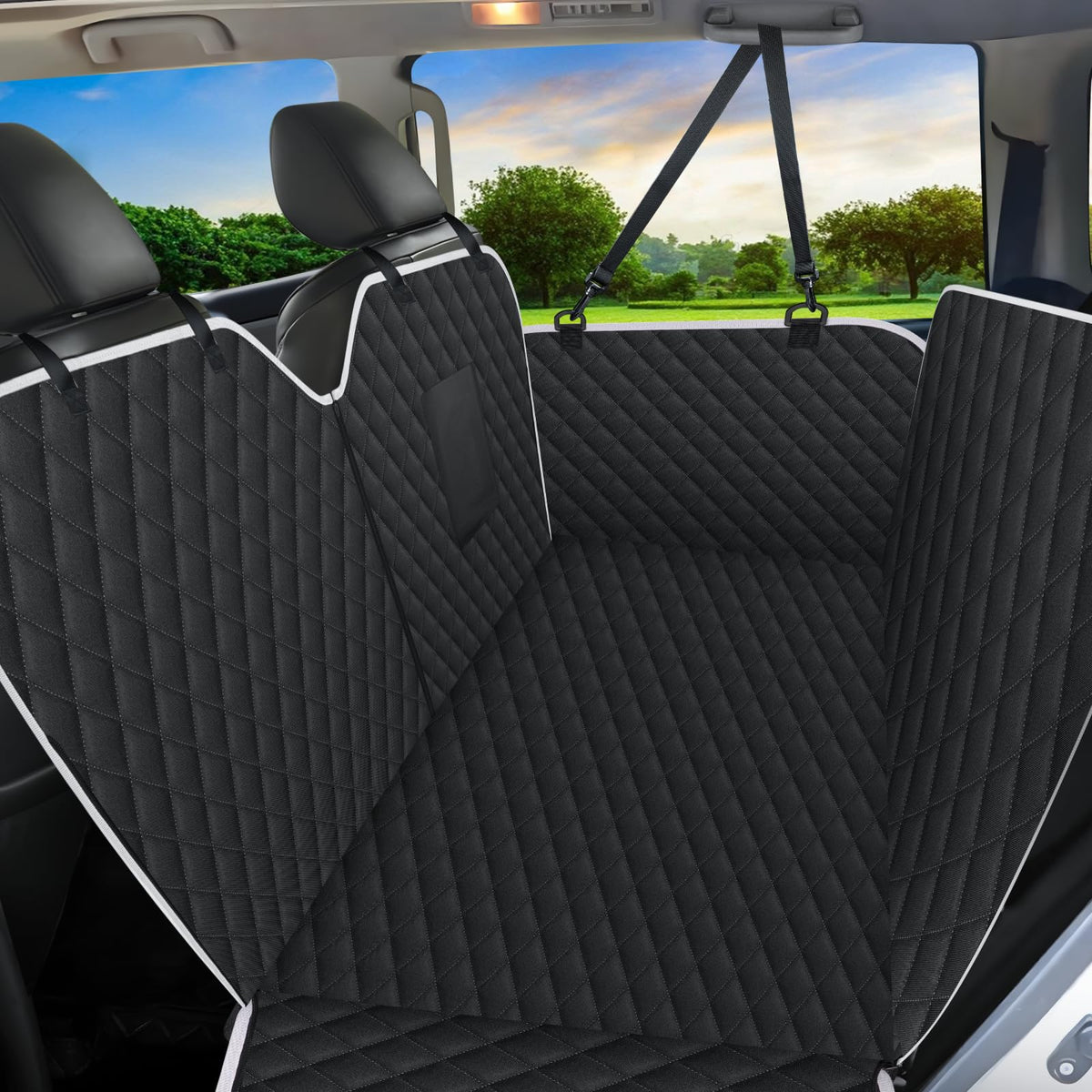 Meolsaek front view seat cover showing full rear protection and clean look