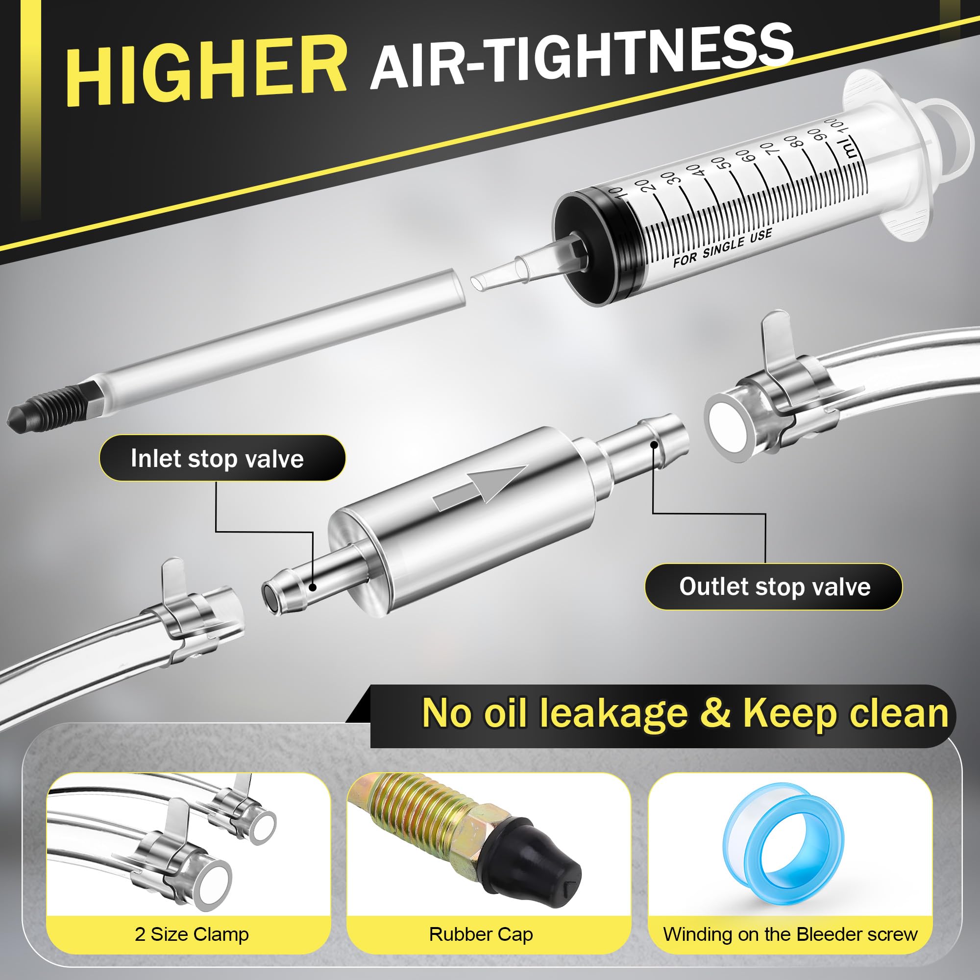Meonum hose with one-way valve detail preventing backflow and air entry