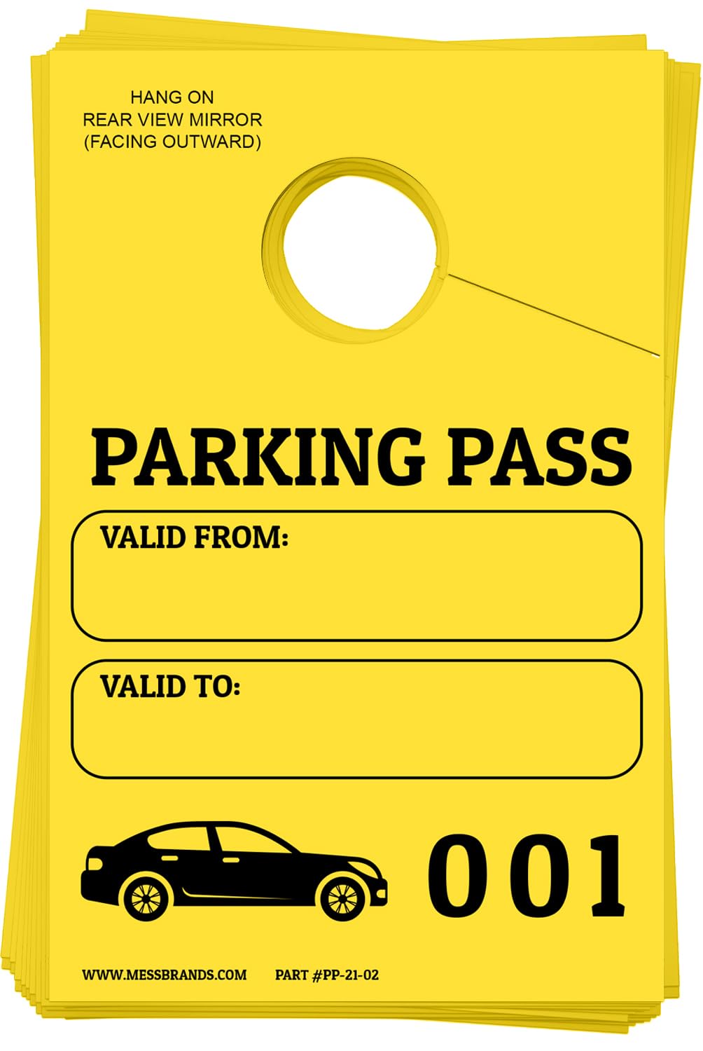 MESS front face of yellow hang tag shows clear permit visibility