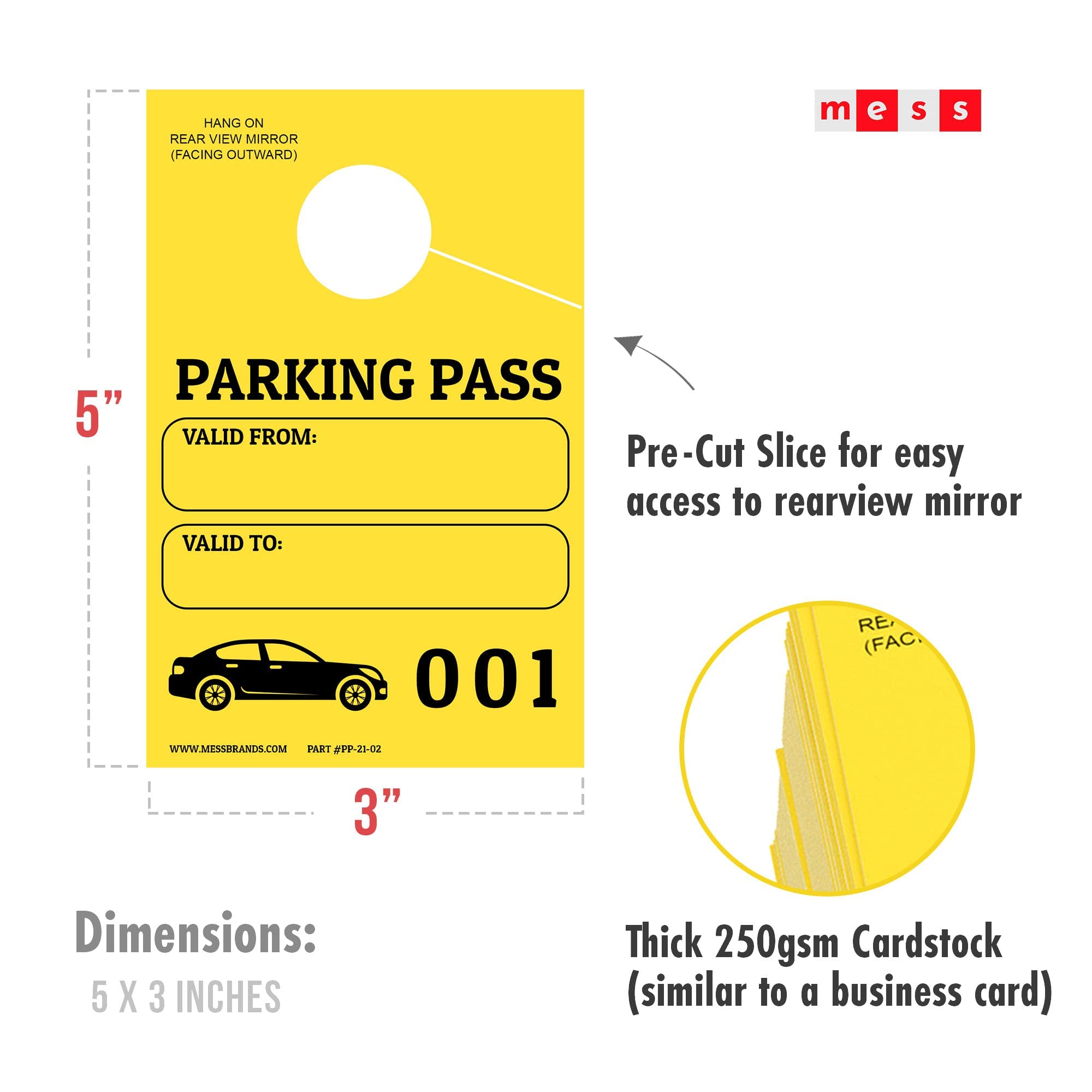 MESS tag beside business card to show 3x5 size comparison