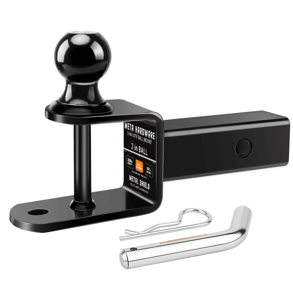 META Hardware front view showing full 3-in-1 hitch mount and secure fit