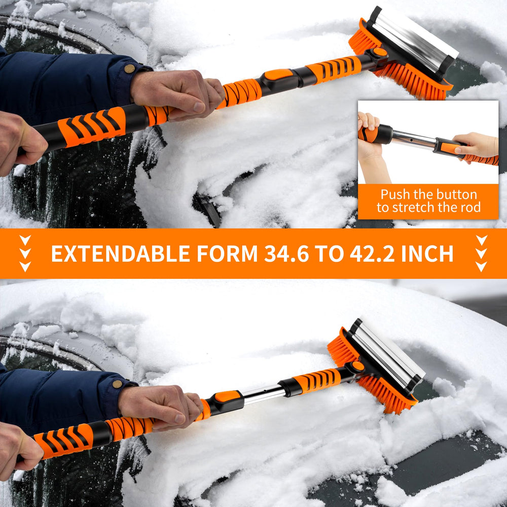METOWARE assembled tool clearing snow from an SUV windshield for faster mornings