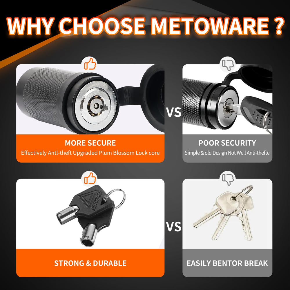 METOWARE lock installed on a trailer coupler demonstrating theft deterrence