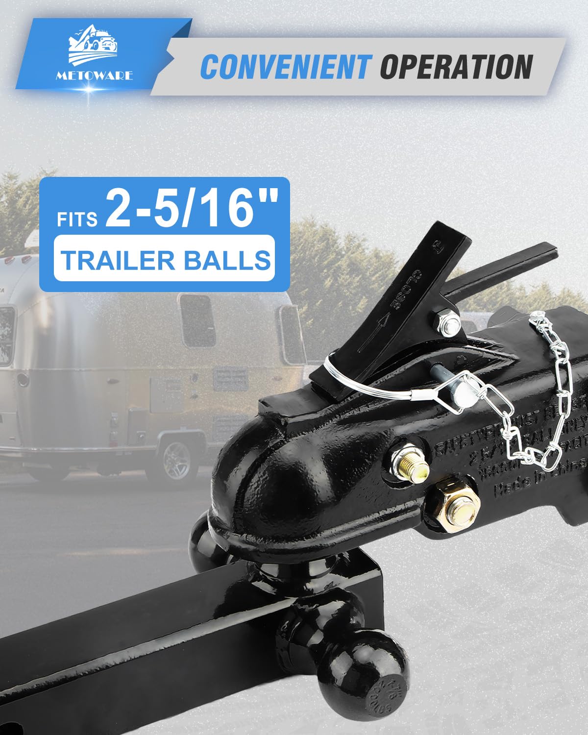 METOWARE coupler mounted on trailer channel illustrating installation fit