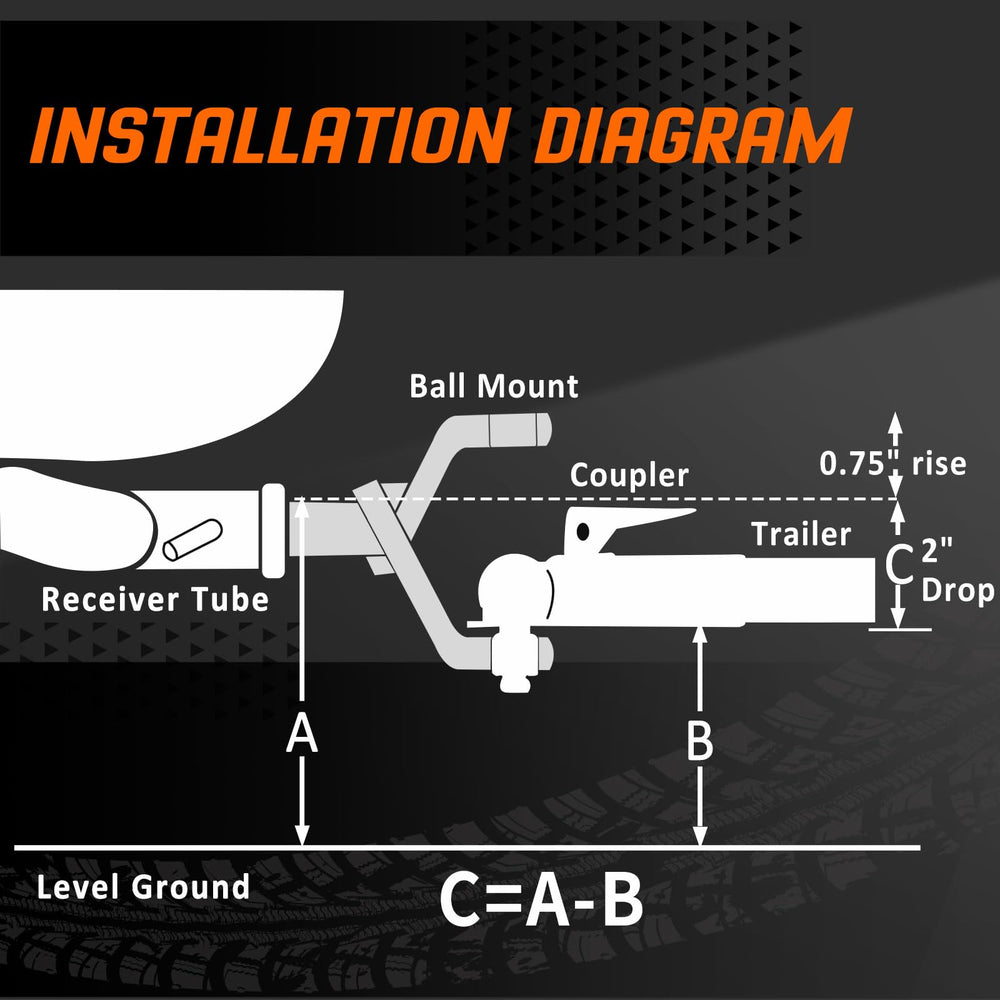 METOWARE shank and drop angle illustrating 2" x 2" fit and level towing