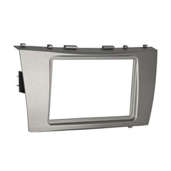Metra dash kit front view showing silver bezel and clean OEM-style fit