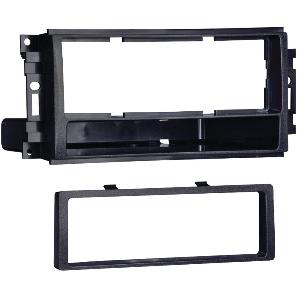 Metra 99-6511 front dash kit showing clean single-DIN opening and fit benefit