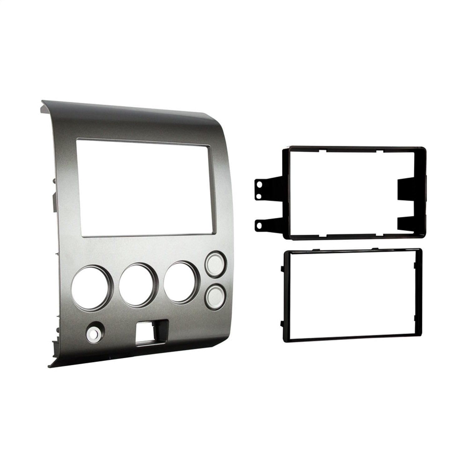 Metra front bezel silver showing seamless OEM appearance and improved dash integration