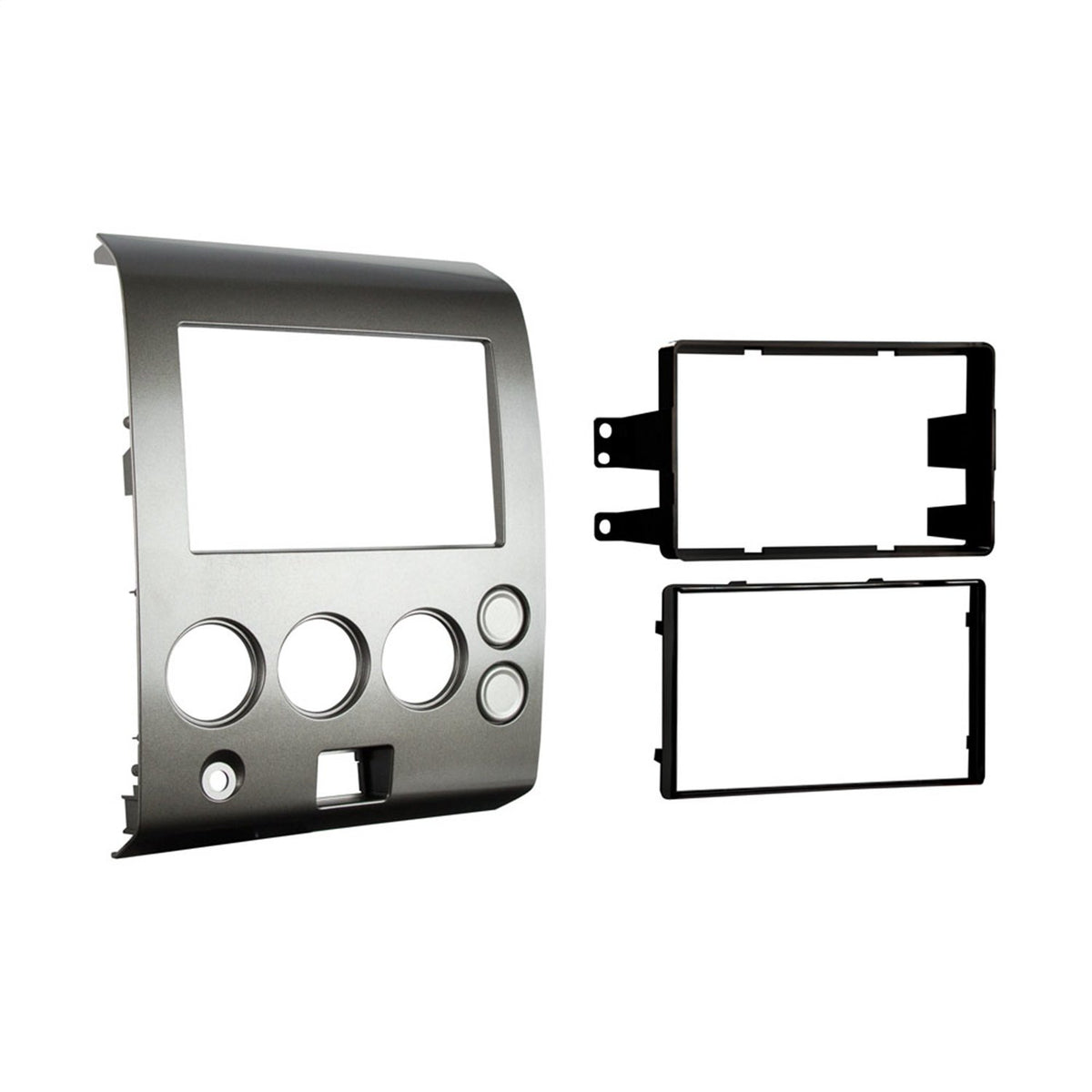 Metra front bezel silver showing seamless OEM appearance and improved dash integration