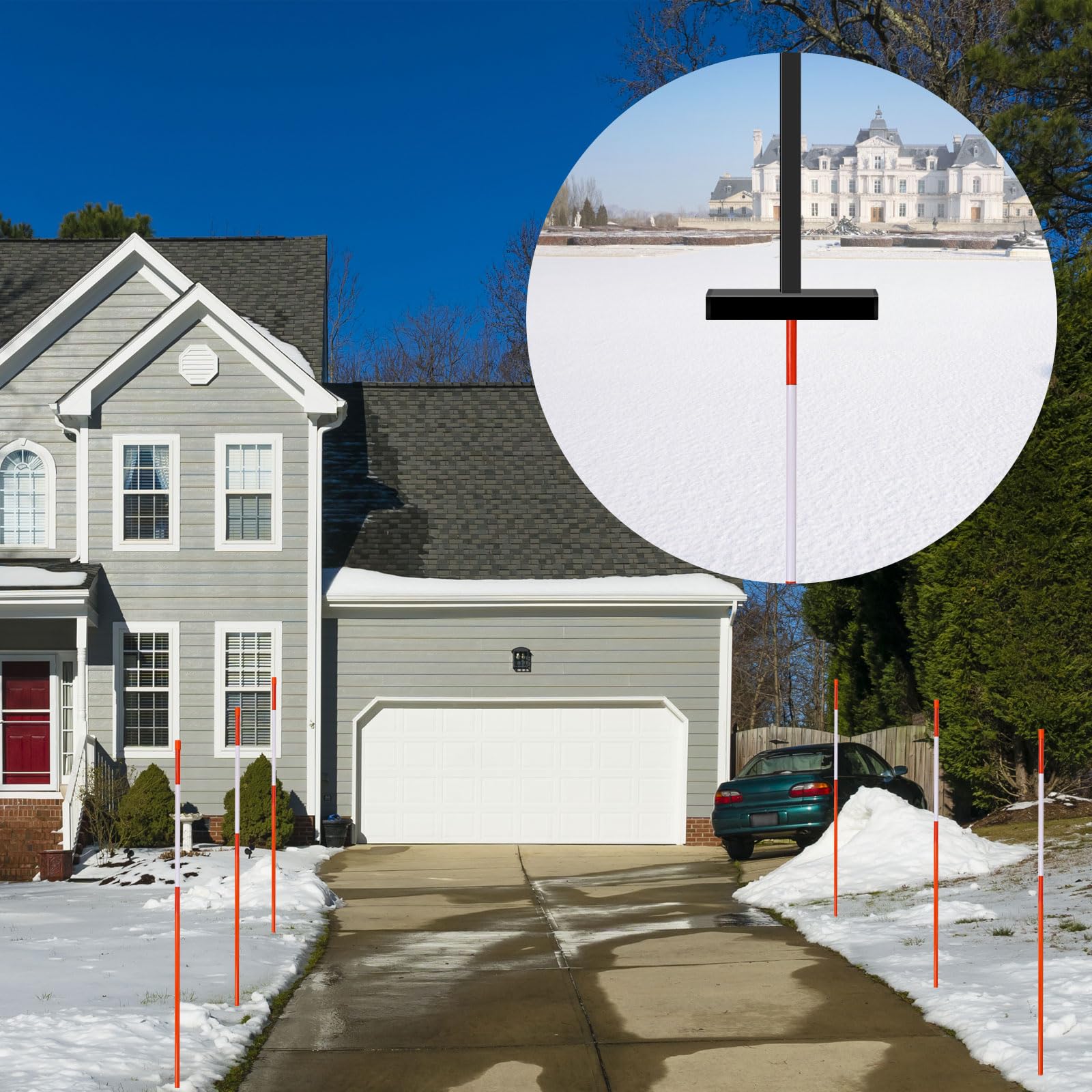 Meyoppm installed driveway marker in lawn demonstrating neat, protected boundaries