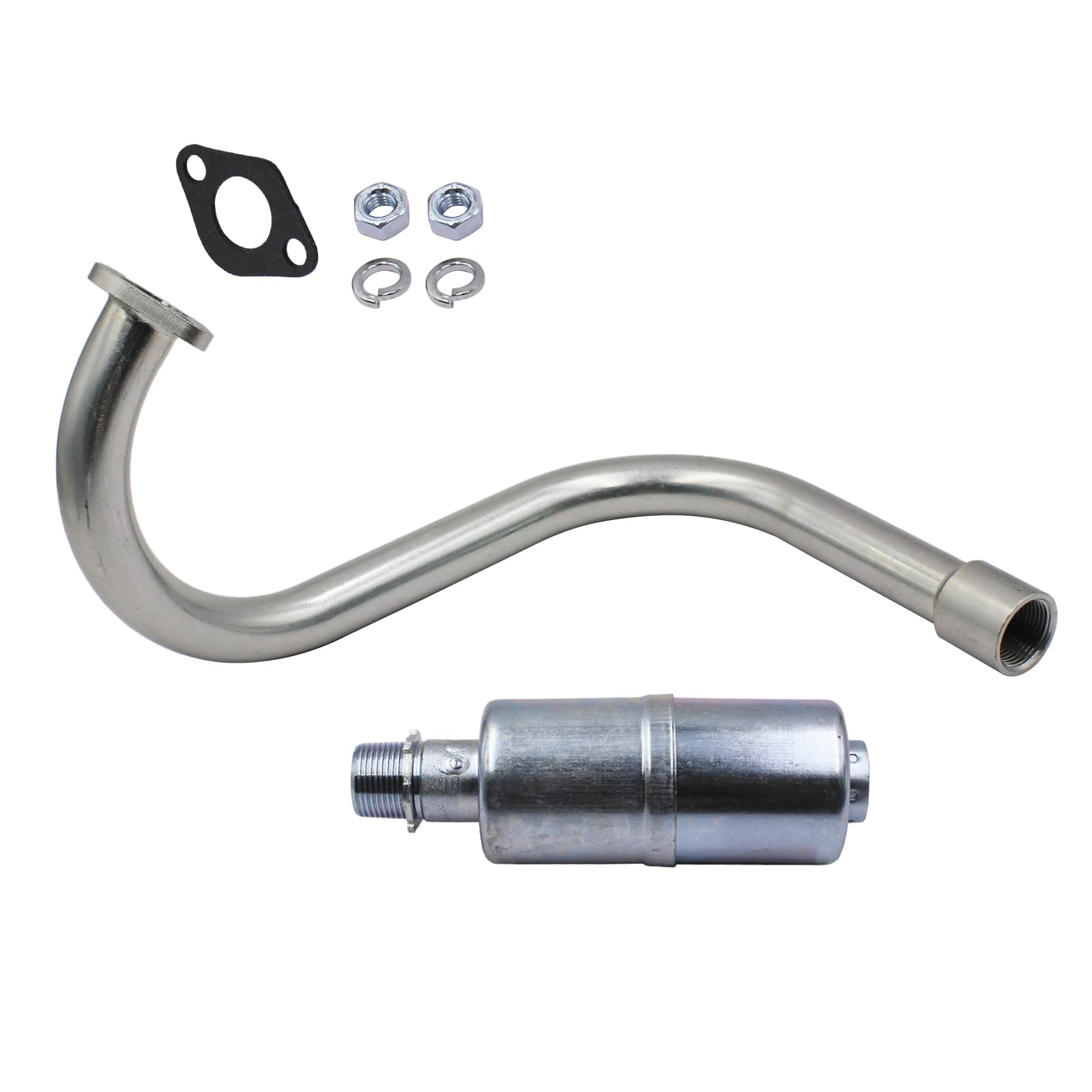 MGWILL exhaust beside ruler showing overall size and fitment planning benefit