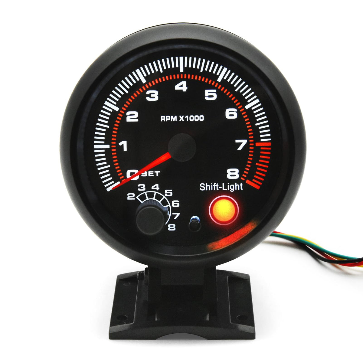 MH front view of 95mm tachometer showing clear dial and needle for quick readings
