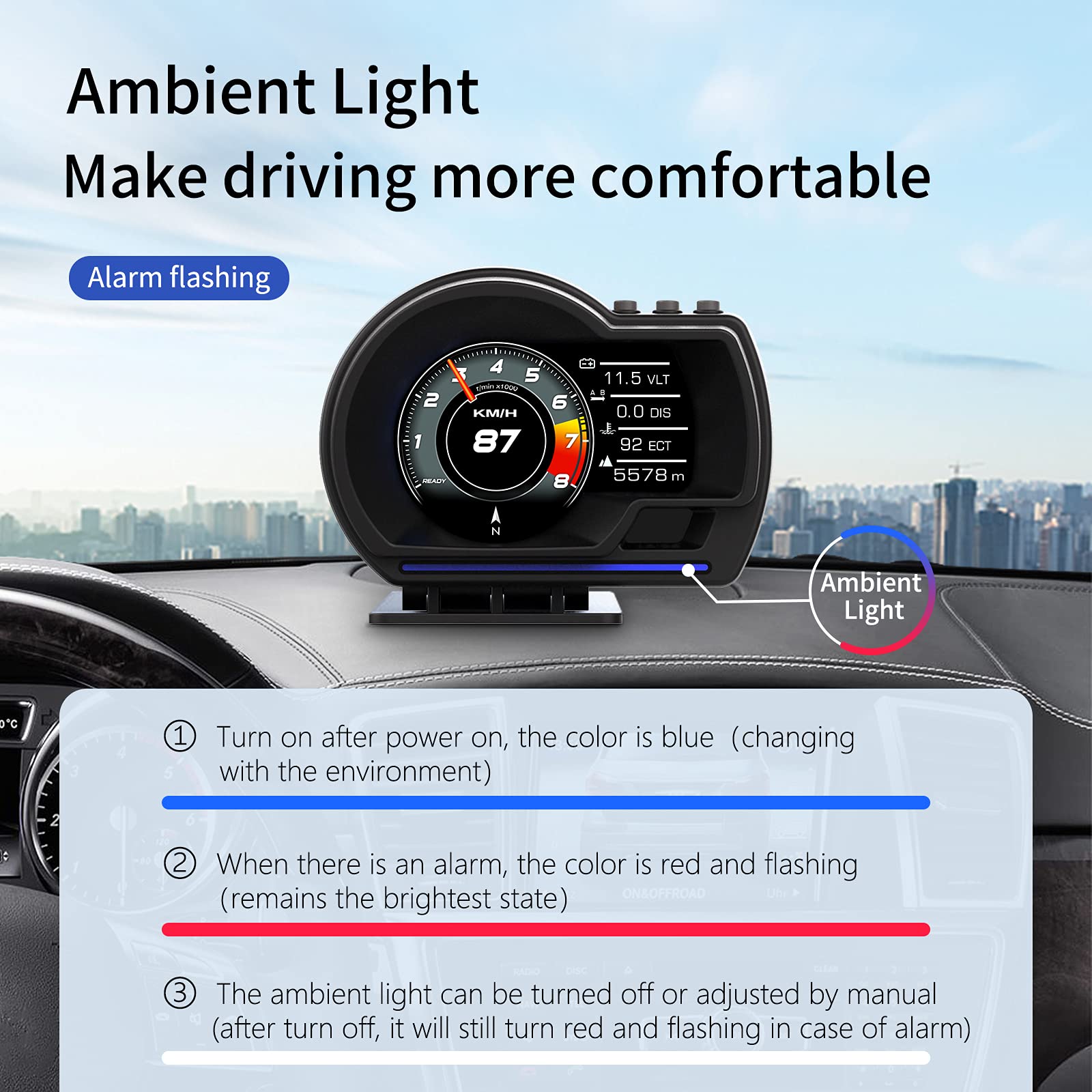 MH HUD control panel demonstrating adjustable brightness levels