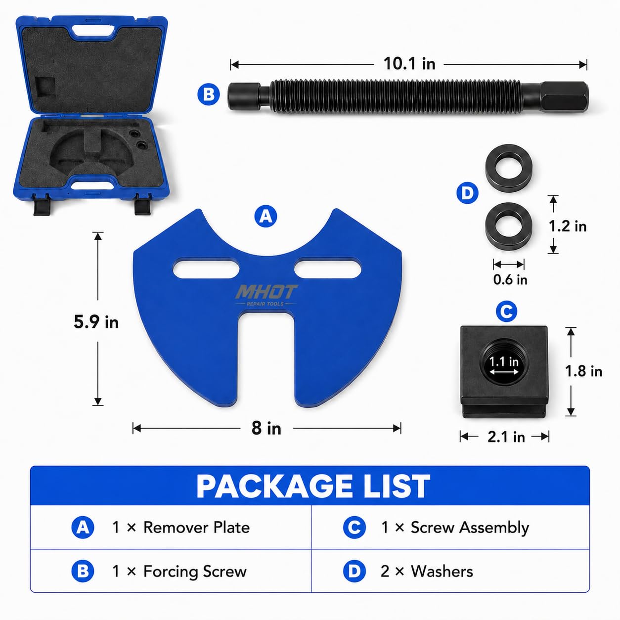 Mhot tools neatly stored in blow-molded case for easy transport benefit