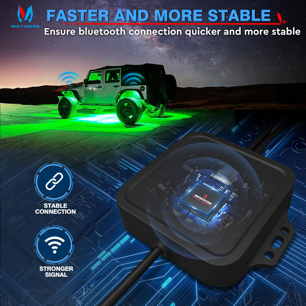 MICTUNING MagicLink app on phone controlling lights for synchronized convenience benefit