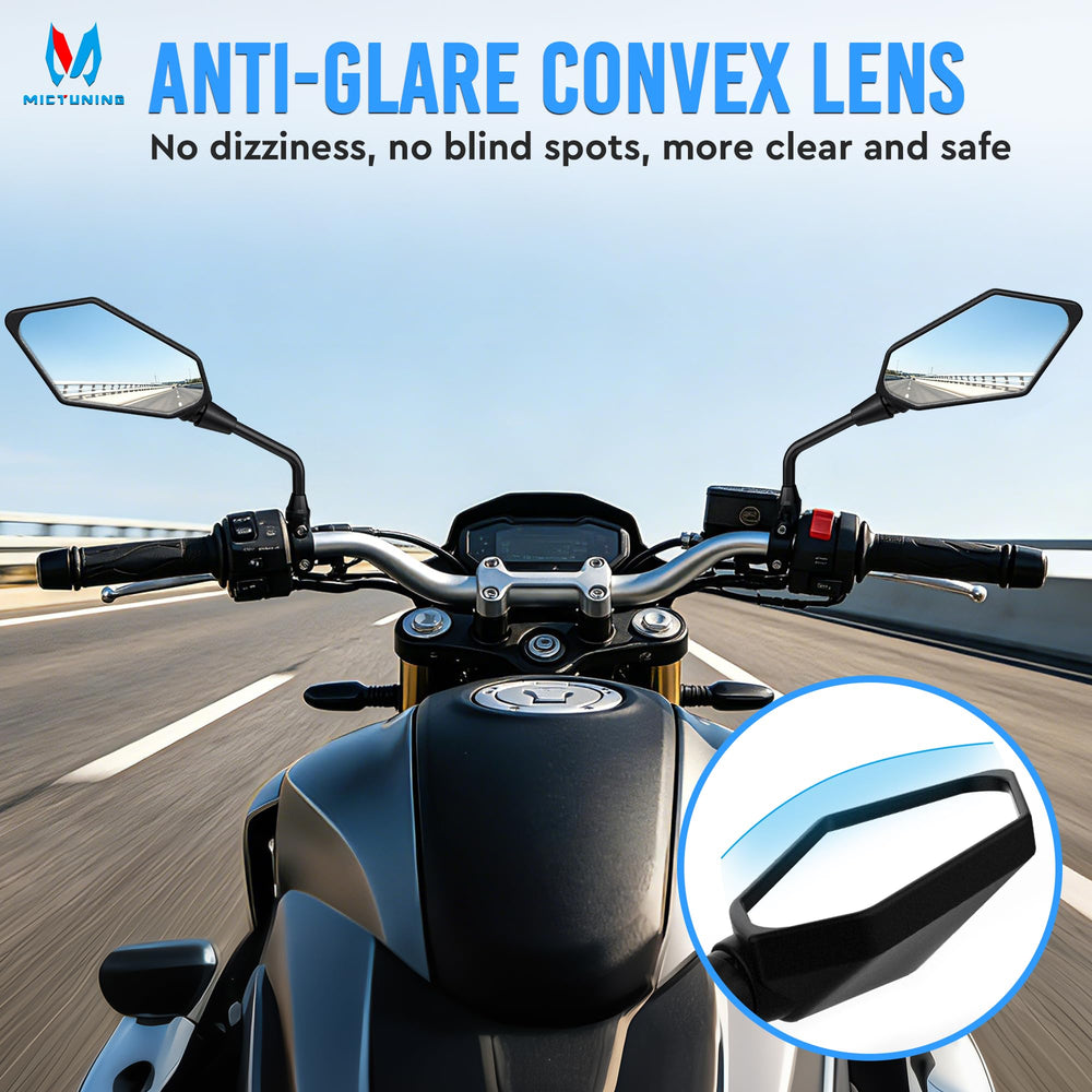 MICTUNING hawk-eye side profile highlighting sturdy steel stem benefit