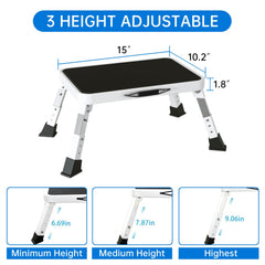 Mifami side profile extended showing three adjustable height positions benefit