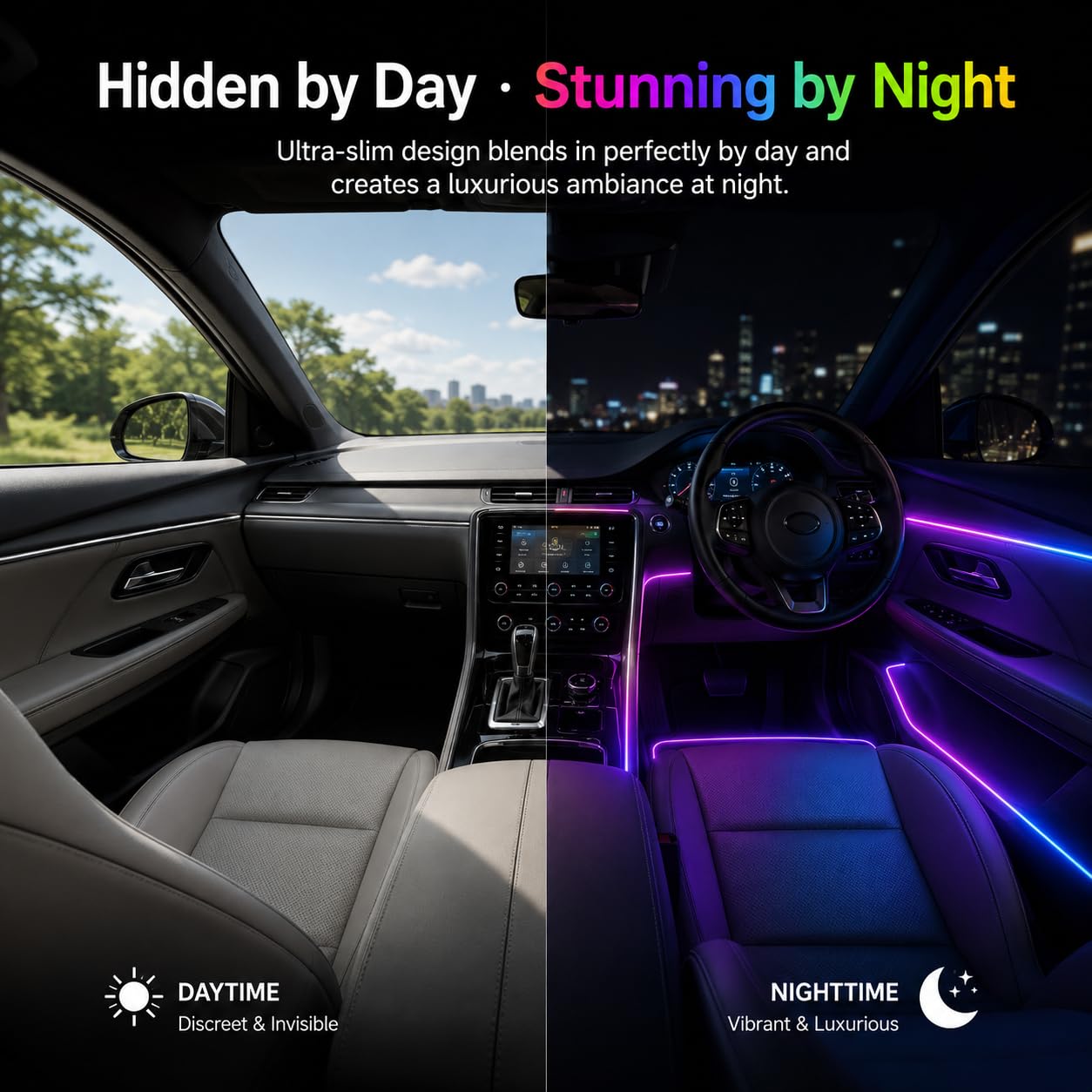 MIFEIHONGE strip installed along center console creating refined interior accents