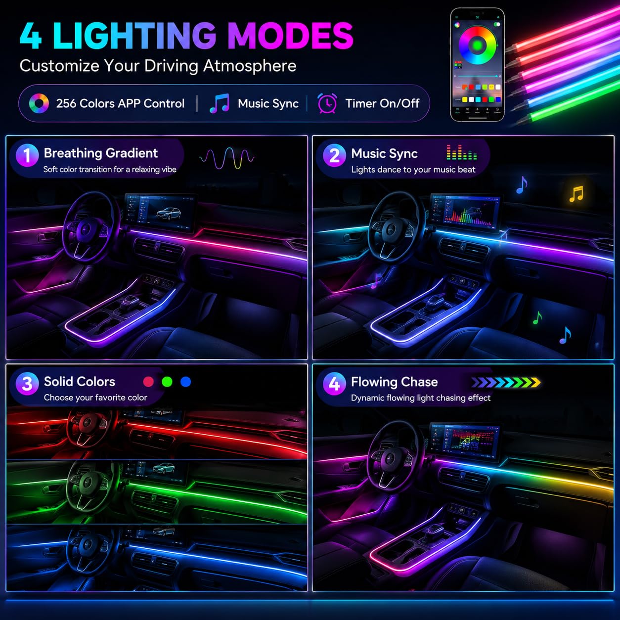 MIFEIHONGE LED strip mounted to car door panel delivering sleek accent lighting