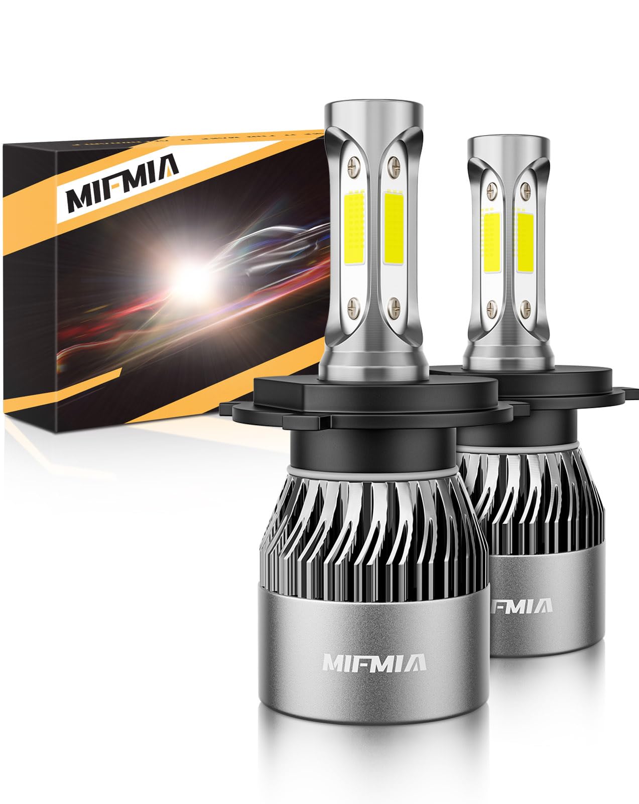 MIFMIA front view of bulb pair showing bright cool-white output benefit
