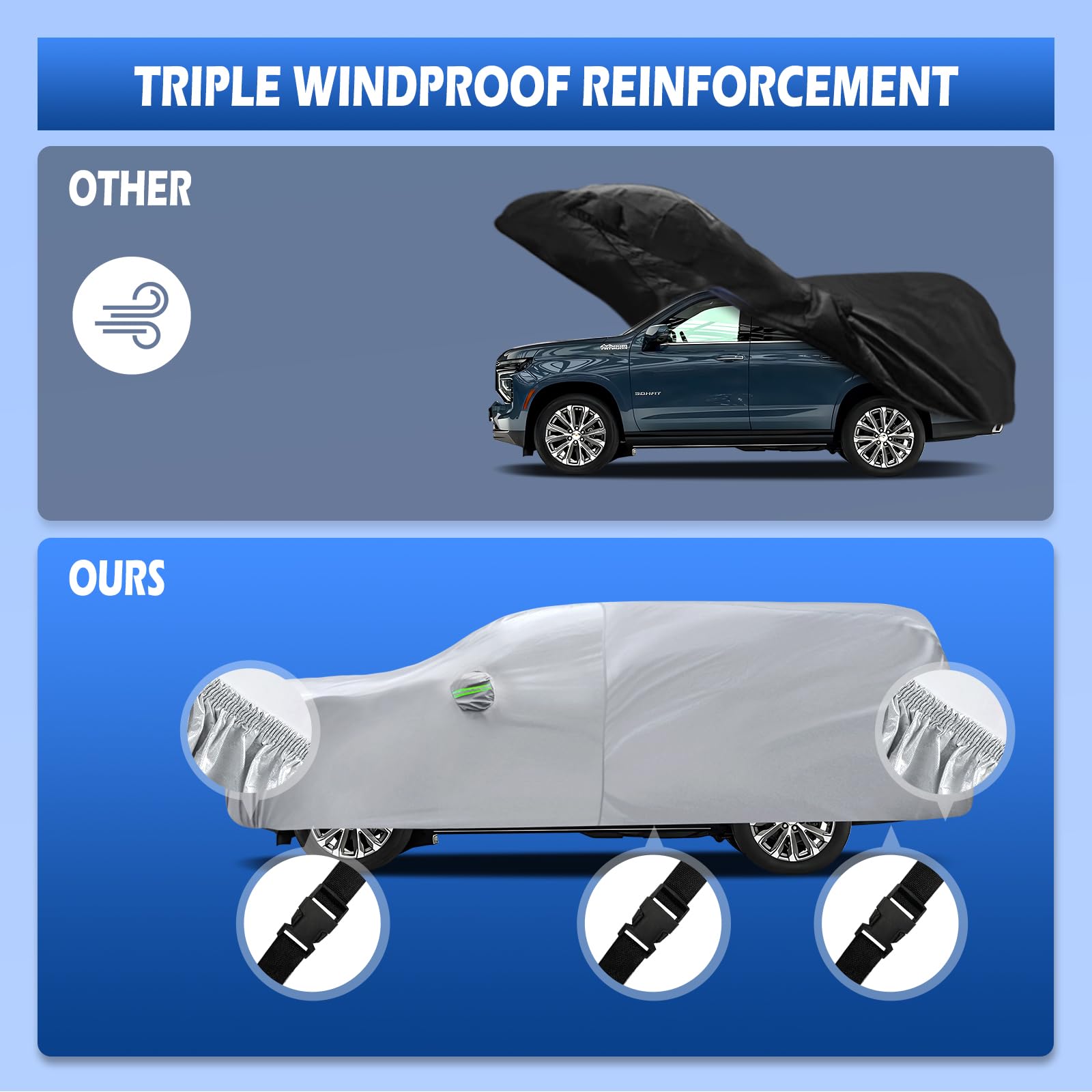 Migaven outer waterproof coating detail repelling rain and snow to keep Tahoe dry