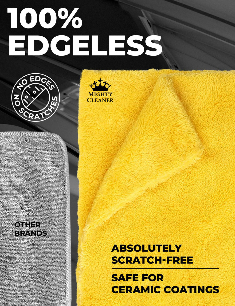 Mighty Cleaner towel drying a glossy car panel streak-free