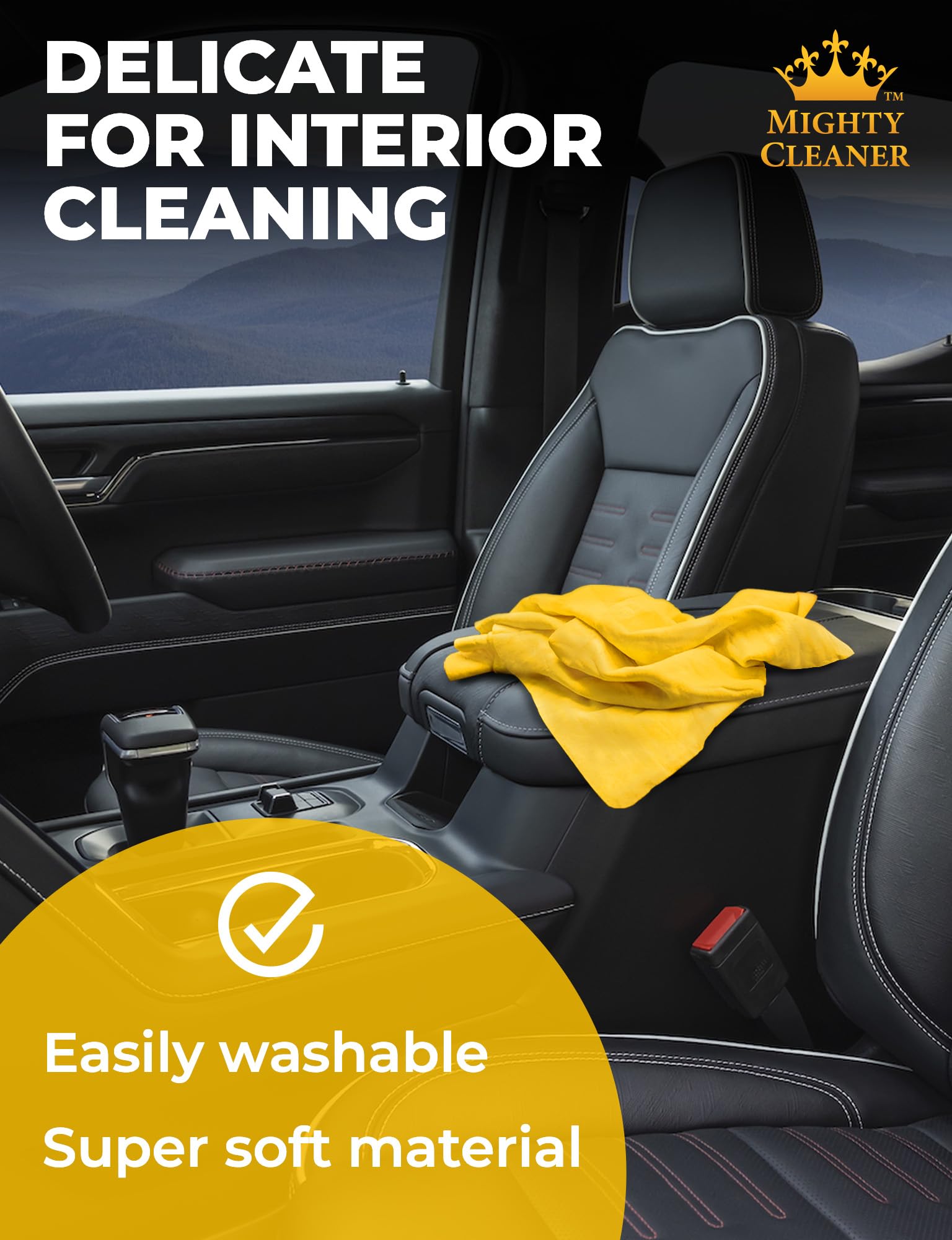 Mighty Cleaner wiping a large SUV side, saving time on big surfaces