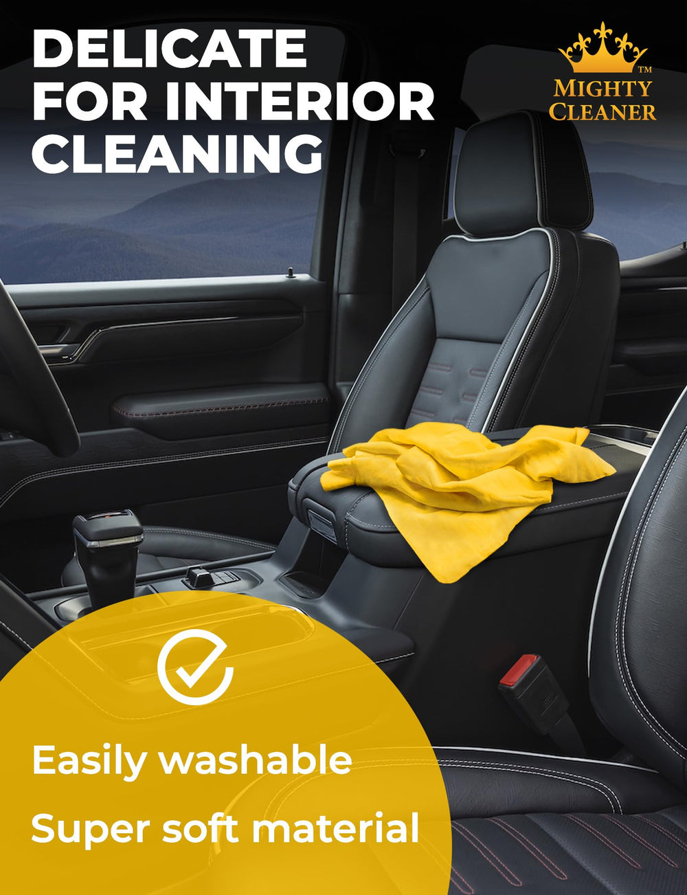 Mighty Cleaner wiping a large SUV side, saving time on big surfaces