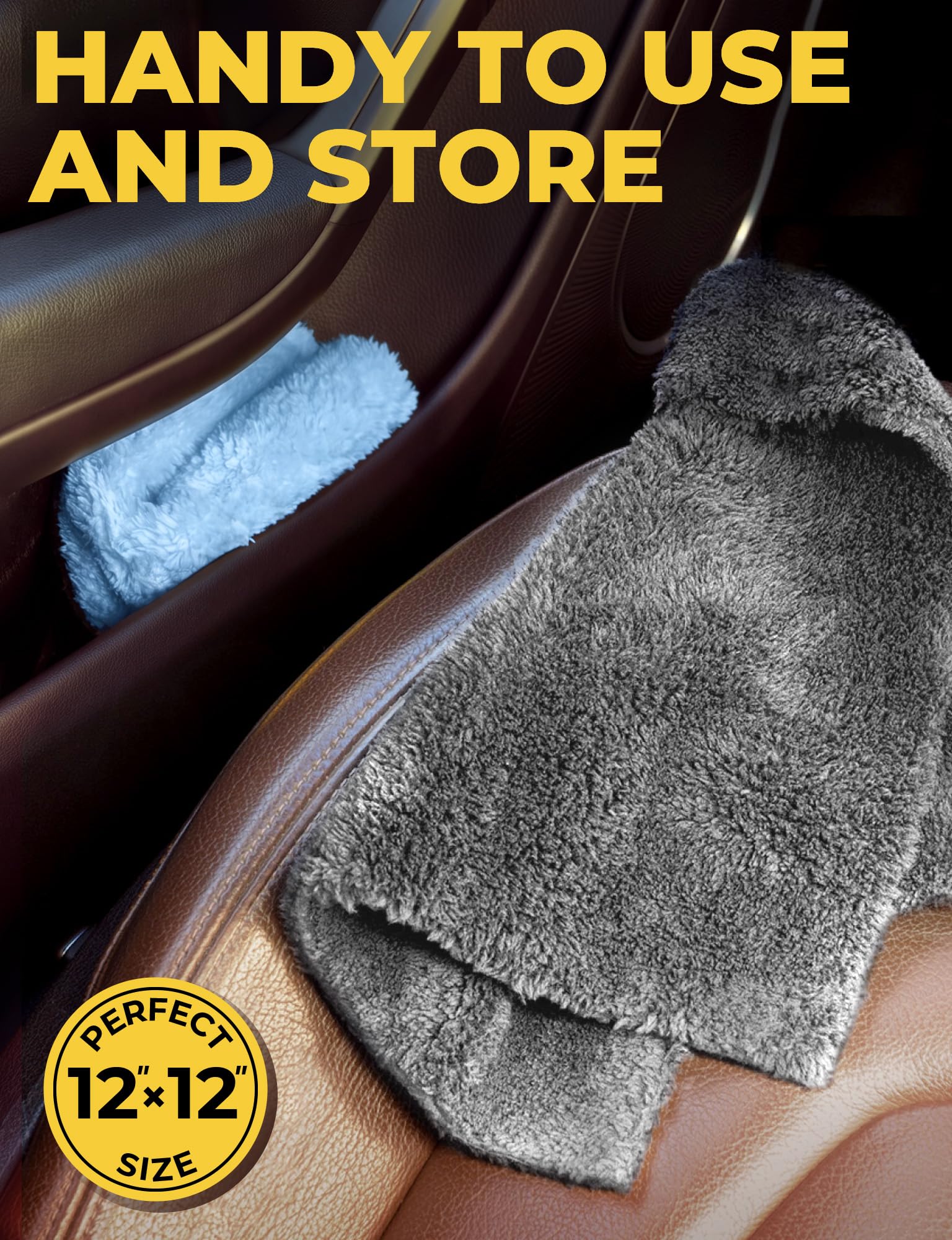 Mighty Cleaner stacked folded towels showing durable, reusable multi-pack value